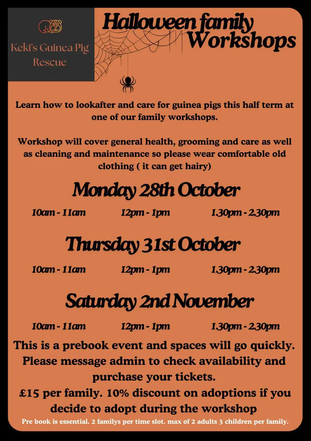 Halloween Guinea Pig Workshop – Autumn Half Term poster
