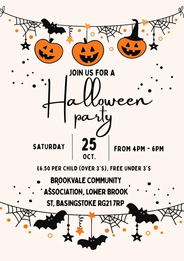 Halloween party event details Saturday 25th October 2025